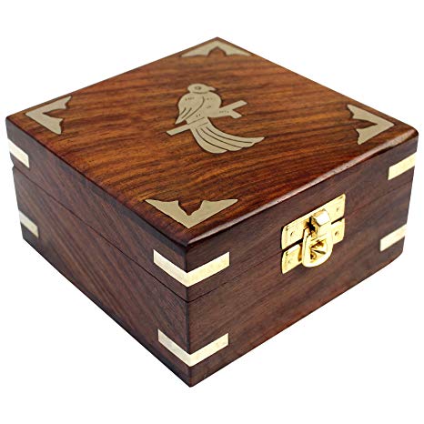 ITOS365 Handmade Wooden Jewelry Box for Women Jewel Organizer Hand Carved Gift Items