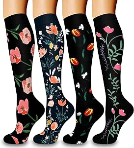 4 Pack Compression Socks for Women and Men -Best Support for Medical,Running,Nursing,Athletic