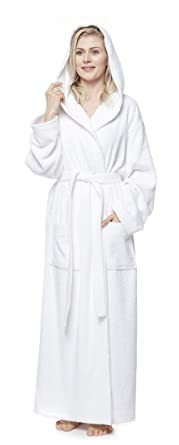 Hooded Bathrobe Full Length for Women's Men's 100% Cotton Terry Towelling Dressing Gown Ankle Length for Spa Gym Hotel Fluffy Comfort Wrap Highly Absorbent House Coat