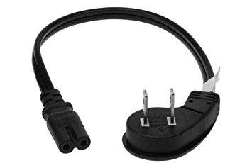 SF Cable 2ft Ultra Low Profile Angle Non-Polarized Power Cord NEMA 1-15P to IEC320 C7 18/2 AWG