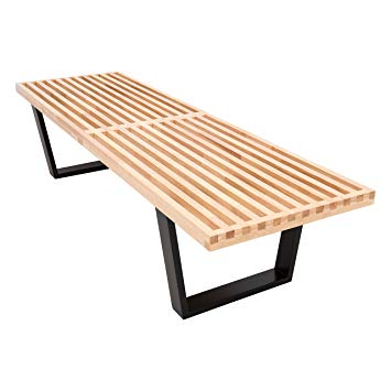 LeisureMod Mid-Century George Nelson Style Platform Bench in 5 Feet (Natural Wood)