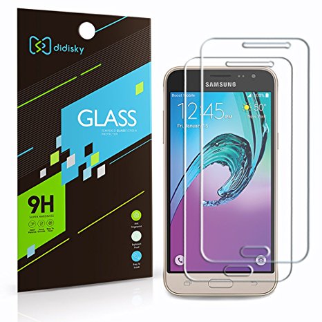 2 Pack Samsung Galaxy J3 2016 Screen Protector,Didisky® Touch Smooth [Tempered Glass] Easy to Clean 9H