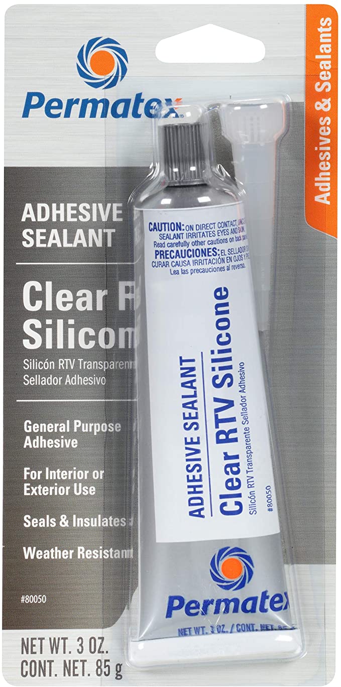 Permatex 80050 Clear RTV Silicone Adhesive Sealant, 3-Ounce