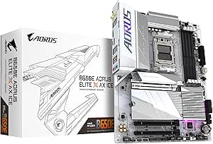 GIGABYTE B650E AORUS Elite X AX Ice Carte mère - AMD Ryzen série 9000, VRM 12 2 2 Phases, jusqu'à 8000 MHz DDR5 (OC), 1xPCIe 5.0   2xPCIe 4.0 M.2, LAN 2,5 GbE, WiFi 6E, USB 3.2 Gen 2