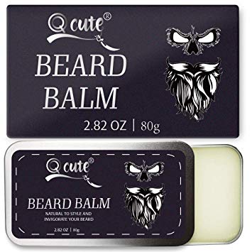 QQcute Unscented Beard Balm Butter and Wax For Men Beard Grooming, Styling! Strengthens & Softens Beards & Mustache, Promotes Fuller Thicker Beard Growth! - 2.82 oz