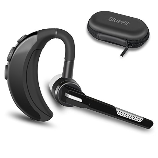 Bluetooth Headset, Wireless Earpiece Active Noise Canceling /w Mic for iPhone Android Cell Phones Driving by BlueFit - M6