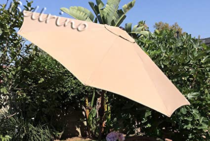 BELLRINO DECOR Replacement Light Coffee/Tan Strong & Thick Umbrella Canopy for 9ft 6 Ribs (Canopy Only)