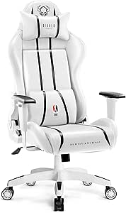 Diablo X-One 2.0 Gaming Stuhl Gamer Chair Bürostuhl Schreibtischstuhl Verstellbare Armlehnen Ergonomisches Design Nacken/-Lendenkissen Wippfunktion Weiß King (XL)