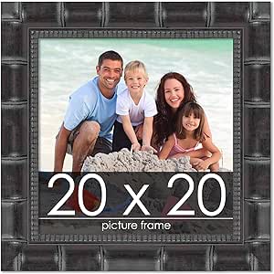 Poster Palooza 20x20 Bamboo Black Wood Picture Square Frame - UV Acrylic, Foam Board Backing, Hanging Hardware Included!