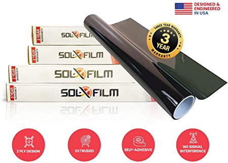 Diablo SOL X - 2 Ply Window Tint Professional Dark Charcoal 20% Tint Roll Self Adhesive Tint Film Roll for Car Windows - 24” X 100’