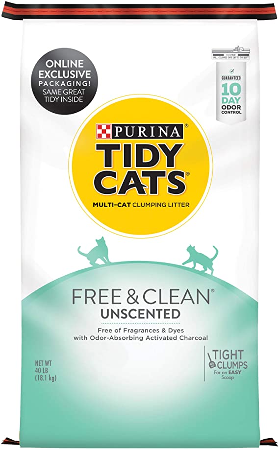Purina Tidy Cats Clumping Cat Litter, Free & Clean Unscented Multi Cat Litter - 40 lb. Bag
