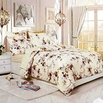 Softta Shabby Flower Farmhouse Bedding Design 800 Thread Count 100% Cotton 3Pcs Duvet Cover Set,Cal King Size,Color 2