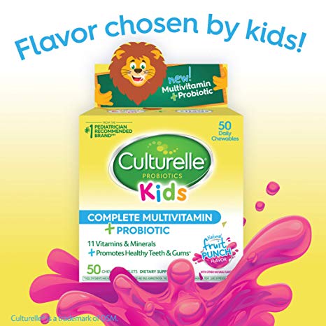 Culturelle Kids Complete Multivitamin Plus Probiotic Chewable Digestive & Immune Support, 50Count