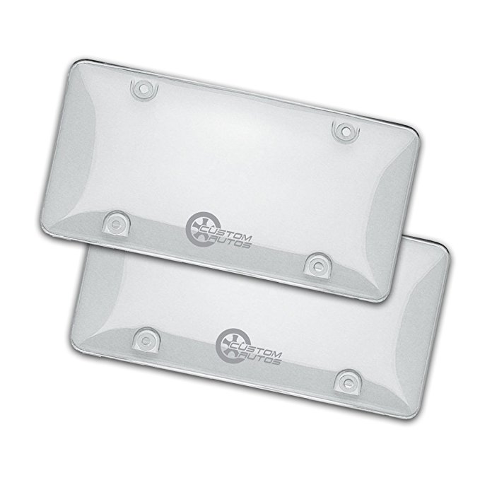 Custom Autos Clear License Plate Shields - 2-Pack Novelty/License Plate Clear Bubble Shields Standard Fit