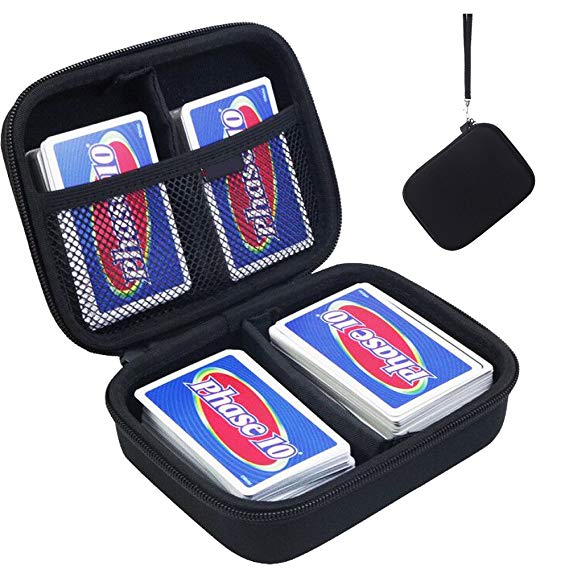 PAIYULE Hard Case Compatible Phase 10 Card Game. Fits up to 360 Cards. Includes 2 Removable Divider(Black