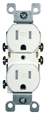 Leviton T5320-W 15 Amp, 125 Volt, Tamper Resistant, Duplex Receptacle, Residential Grade, Grounding, White (4 Pack)