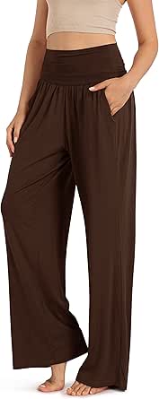 ODODOS Women's Wide Leg Palazzo Lounge Pants with Pockets Light Weight Loose Comfy Casual Pajama Pants-26/28/30"/32" Inseam