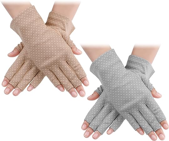 Yolev 2 Pairs Sunblock Fingerless Gloves for Women Non-Slip UV Sun Protection Gloves Driving Gloves for Summer Outdoor