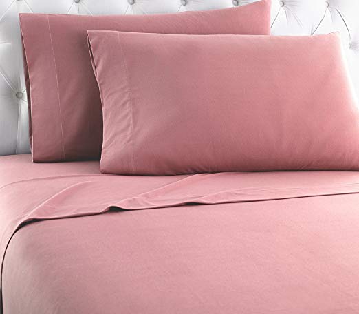 Shavel Home Products Micro Flannel Sheet Set, Full, Frosted Rose