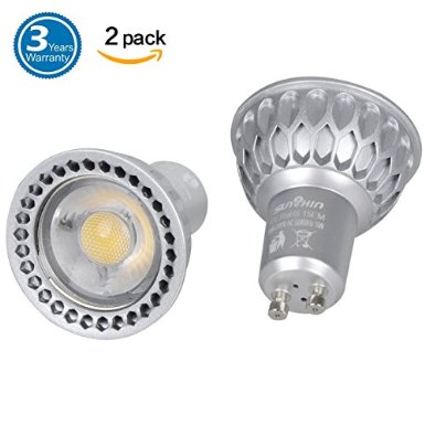 (Pack of 2, Daylight) Sunthin® 5w GU10 Led Bulb, 50w Equivalent, Recessed Lighting, GU10 LED, LED spotlight, 360lm, 45°