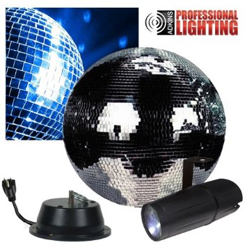 12" Disco Mirror Ball Complete Party Kit with LED Pinspot and Motor - Adkins Professional Lighting