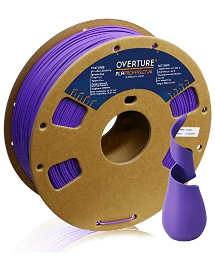 OVERTURE PLA Plus Filament (PLA ) 1.75mm PLA Professional Toughness Enhanced PLA Roll, Premium PLA 1kg Spool (2.2lbs), Dimensional Accuracy  /- 0.03 mm (Purple)