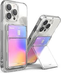 Ringke Stand Slot Card Holder, ID & Credit Card Holder for Phone Case, Solid Card Wallet with Phone Kickstand Compatible with iPhone Galaxy Android - Clear Mist