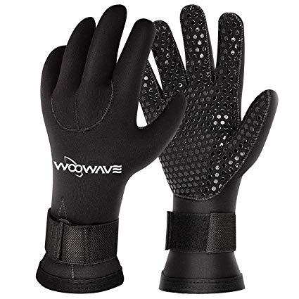 WOOWAVE Diving Gloves 3mm Premium Double-Lined Neoprene Wetsuit Gloves with Adjustable Strap for Men Women Scuba-Diving Surfing Kayaking All Water Sports