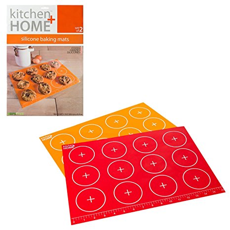 Kitchen   Home Silicone Baking Mat Sheet - Non-stick, Heat Resistant and Freeze Resistant Silicone (Set of 2) - Contains NO BPA