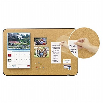 Post-it Sticky Cork Board, includes Command Fastners, 22 x 36-Inches, Black and Gray