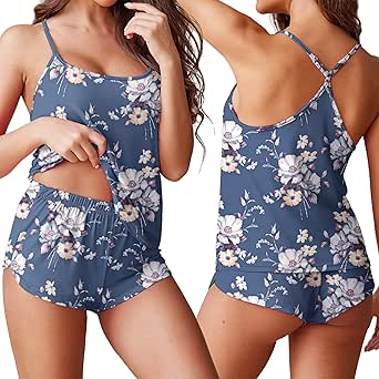 Ekouaer Womens Cami Pajama Sets Soft Shorts Lingerie Set Camisole 2 Piece Cami Shorts Pj Nightwear