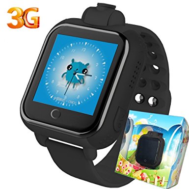 3G GPS Tracker Kids Smart Watch TURNMEON Wristwatch SIM SOS WIFI Android Wear Camera Touch Wristwatch Parent Control app for Smartphone (Black)