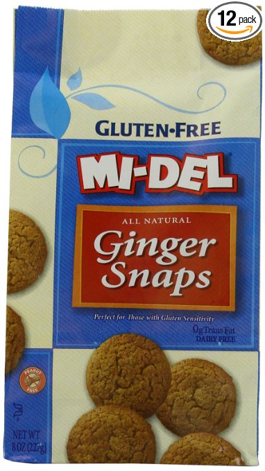 Mi-Del Gluten-Free Ginger Snaps, 8 Ounce Bags (Pack of 12)