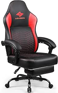 LEMBERI Big and Tall Gaming Chair 400lb Weight Capacity,Gamer Chairs for Adults,Video Game Chair wth Footrest,Racing Style Computer Gamer Chair with Headrest and Lumbar Support (Red)