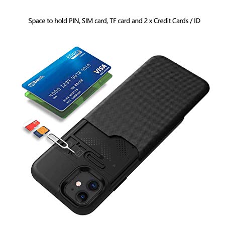 Maxace Card Holder Case for iPhone 11 PCase Wallet, Soft TPU   Rugged PC 2 in1 Full Protective Anti-Knock Shockproof Case with Credit Card Holder Business Cover for iPhone 11 6.1 - Black