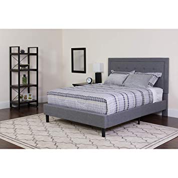 Flash Furniture Roxbury Full Size Tufted Upholstered Platform Bed in Light Gray Fabric