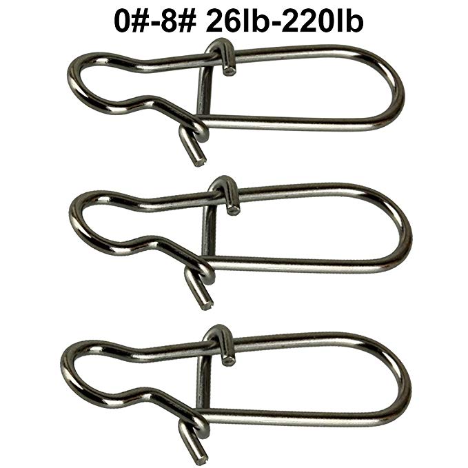 JL Sport Easy Catch 100 Count Pack Duo Lock Snaps Size 0#-8# Black Nice Snap Swivel Slid Rings Stainless Steel USA Fishing Tackle Kit - Test: 26LB-220LB