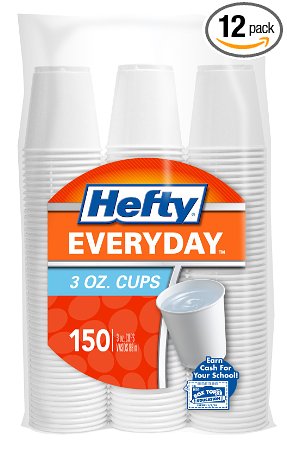 Hefty White Bathroom Cups, 3 Oz, 1,800 Cups (12 Count)
