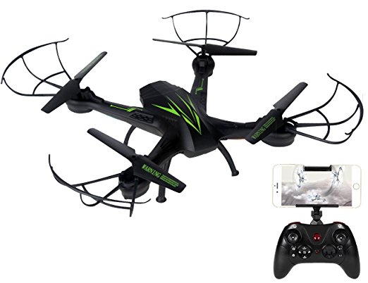 Beebeerun Wifi FPV Quadcopter Drone with Camera Live Video 2.4GHz 6-Gyro Headless Mode Altitude Hold One-Key Function VR Headset-Compatible Gravity Induction Damage Resistance