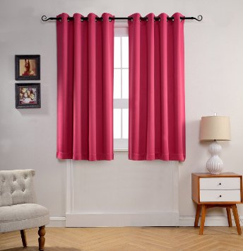 MYSKY HOME Solid Grommet top Thermal Insulated Window Blackout Curtain for Living Room, 52 by 63 inch, Fuschia Pink (1 panel)