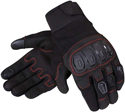 JET Motorcycle Motorbike Gloves Summer Vented Hard Knuckle Touch Screen Gloves Men ATV Riding ECCO (XL, Black)
