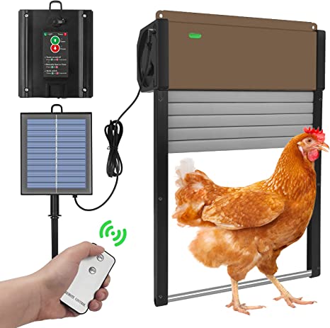 Automatic Chicken Coop Door - Uses Solar Powered Aluminum Chicken Coop Door with Light Sensor, Timer and Remote Control, Automatic Chicken Door Opener 22