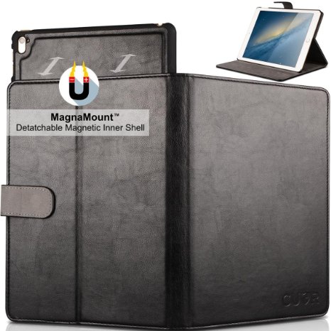 iPad Pro 9.7" Case, with Convertible Folio Cover By CUVR Made From Premium Leather. Mount Your New 2016 Apple iPad Pro 9.7 Cases on Metal Surfaces Now