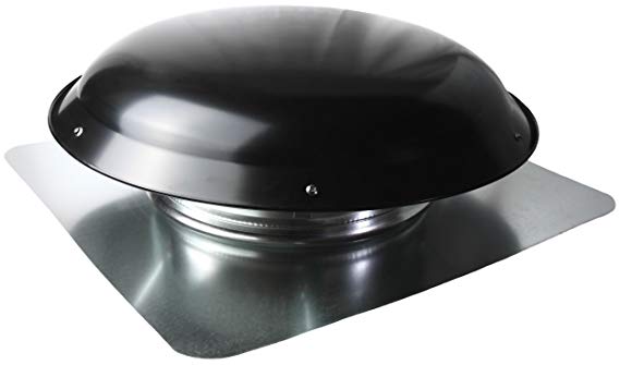 Cool Attic CX1000AMBLUPS Power Roof Galvanized Steel Vent Dome with 3.4 Amp Motor, Black,
