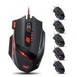 VicTsing 8000 DPI High Precision Gaming Mouse for PC 8 Buttons Design Weight Tuning CartridgesBlack
