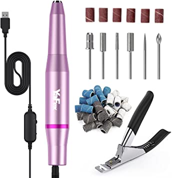 Electric Nail Files, Professional Electric Nail Drill for Acrylic Nail Gel, Portable 20000 RPM Adjustable Speed Manicure Pedicure Polishing Shape Machine DIY Tool with Nail Clipper for Women Girl Men