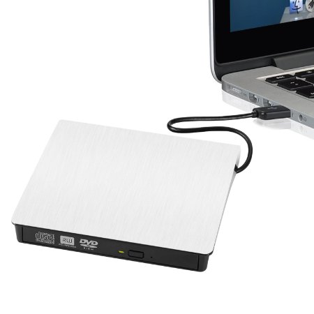 External DVD Writer, Yokkao® Portable Ultra Slim External USB 3.0 CD-RW/ DVD-RW Burner Writer External DVD Drive for Laptops Notebook Desktop PC (White)