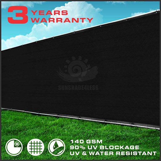 Windscreen4less Commercial Grade Black 8'x50' Black Fence Screen Privacy Screen w/ Brass Grommets - 3 Years Warranty (Custom Sizes Available)