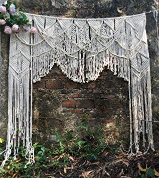 RISEON Large 70" W x 78" L Handmade Macrame Wedding Backdrop, Macrame Wedding Arch Arbor, Macrame Wall Hanging,Macrame Door Hanging,Room Divider,Macrame Curtains,Window Curtain Boho Wall Art