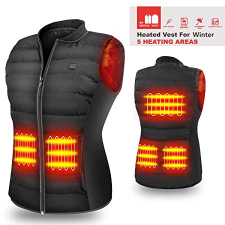 5V Heated Vest(Power Bank Need Purchase Sepparately), Size Adjustable USB Charging,3 Temp Setting Heating Warm Vest for Outdoor Camping Hiking Golf Rechargeable Heated Clothes Warm for Men Wom